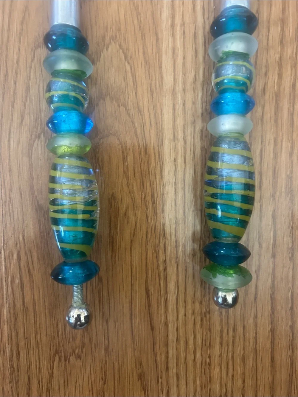 Decorative Blue & Green Beaded Salad Serving Set
